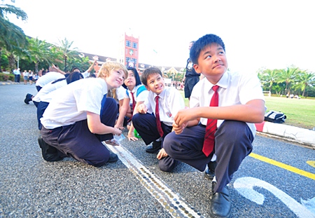 The Regent’s students finishing off the annual Coin Challenge.